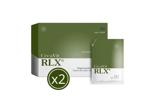 CreaVit RLX Magnesium Citrate & Vitamin B6 20 Saşe, B6 vitamini ile güçlendirilmiş Magnezyum Sitrat(2 Kutu)